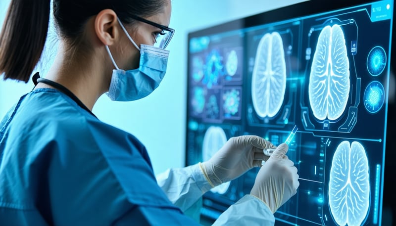 Healthcare professional using AI-powered application for patient care